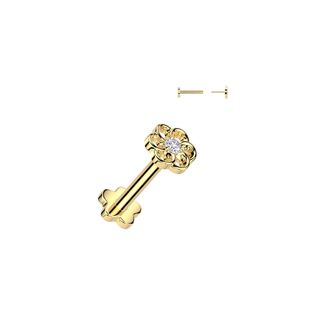 20G & 18G Titanium (Threadless Push In) Flower Flat Back (8MM)